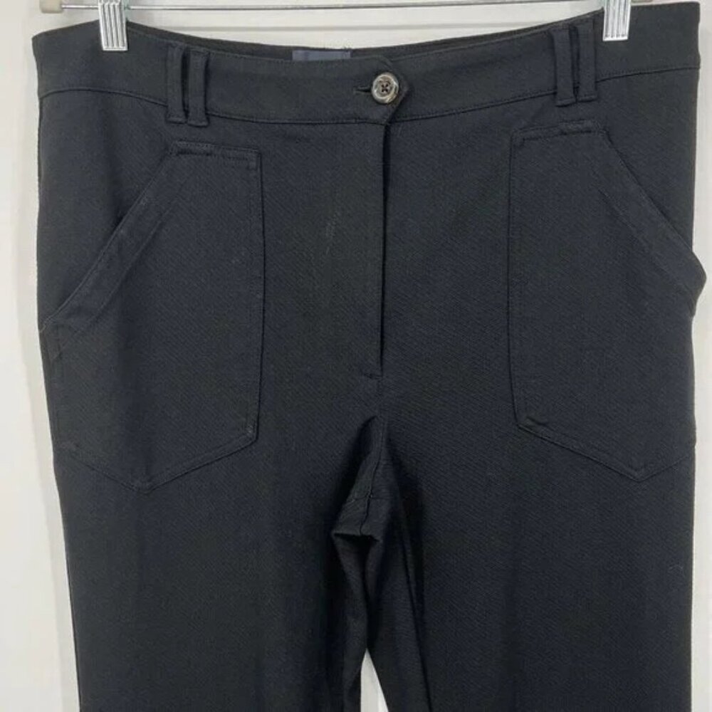 Anthropologie Maeve Alix Black Stretch Textured Wide Leg Pants Size High Waisted